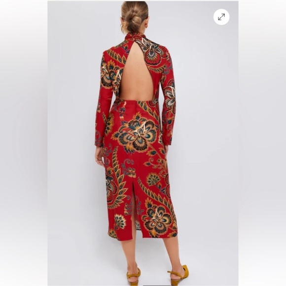 NWT Farm Rio Maxi Dress boho tropical Parrot Print Long Sleeves - Picture 6 of 15